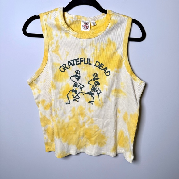 Grateful Dead Yellow and White Tie-Dye Tank Top - Picture 1 of 5